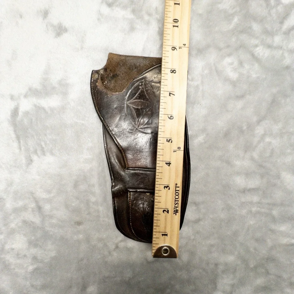 Vtg Handmade Brown Leather Holster 6.5